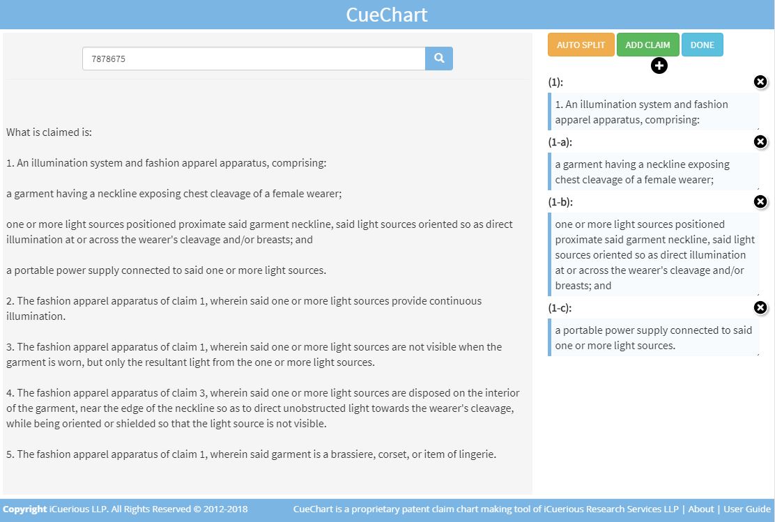 Free Patent Claim Chart Generator